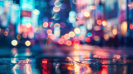 Defocused City Escape The sparkling lights of a bustling cityscape fade into a dreamy blur setting the perfect mood for a tranquil night out. .