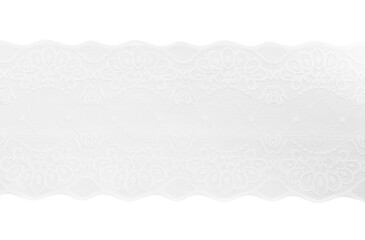 Beautiful lace isolated on white, top view