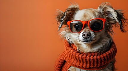Hipster Chihuahua Ready for Sunshine. Concept Outdoor Photoshoot, Pets Fashion, Chihuahua Style