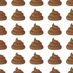 Seamless poop pattern Cartoon shit isolated on white background