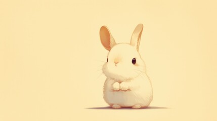 An adorable tiny bunny stands out against a pure white background