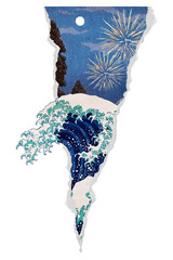 Png Great Wave off Kanagawa sticker, Hokusai's artwork, transparent background
