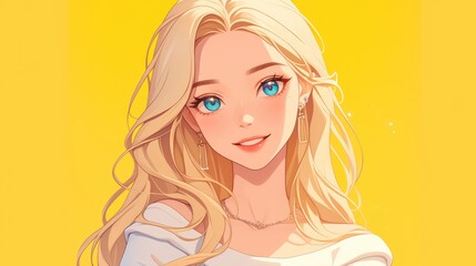 Design of a charming avatar character featuring a cute woman in 2d illustration