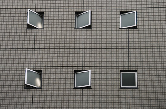 Square Windows on a Japanese Building