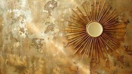 Golden sunburst mirror on an elegant wall