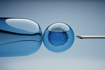 3D Render of Hypodermic Needle Approaching a Cell