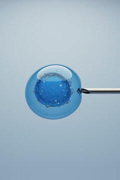 3D Render of Needle Extracting Fluid from a Spherical Cell