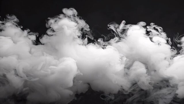 Slow motion of white smoke clouds with dynamic swirls creating fluid texture