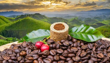 singleorigin coffee bean, a staple food ingredient in cuisine, resembles a pile of coffee beans...