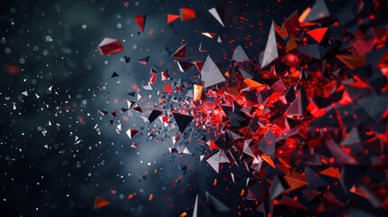 Abstract futuristic black explosion with colorful sharp triangles. AI generated - obrazy, fototapety, plakaty