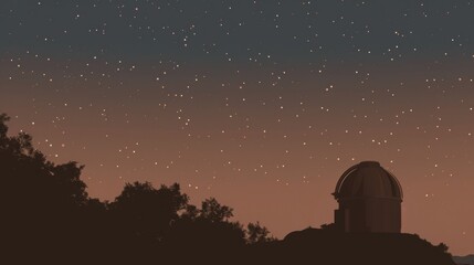 Captures an astronomy observatory under the night sky, with the dome and telescopes outlined against the deep blue cosmos, symbolizing the exploratory mission of peering into the universe - obrazy, fototapety, plakaty