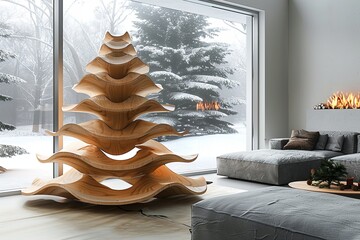 A modern and stylized Christmas tree with a minimalist design