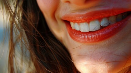 The creased lines around the edge of a smiling mouth exuding genuine joy. .