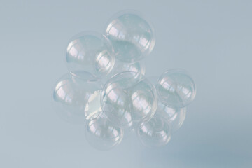 Ethereal Soap Bubbles on Subtle Blue Gradient Background