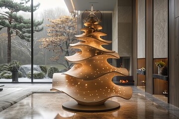 A modern and stylized Christmas tree with a minimalist design