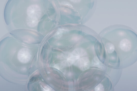 Luminous Cluster of Soap Bubbles with Soft Highlights