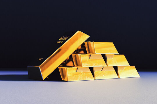 Gold Bullion Stack. Set of Gold Bars