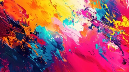 Bright artistic splashes. Abstract painting color texture. Modern futuristic pattern. Multicolor dynamic background. Fractal artwork for creative graphic design