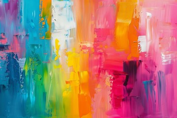 vibrant modern abstract painting colorful brushstrokes and texture oil on canvas - obrazy, fototapety, plakaty