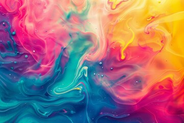 vibrant ink swirls in rainbow hues abstract liquid art background - obrazy, fototapety, plakaty