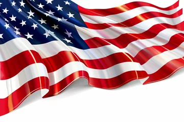 Foto op Plexiglas waving american flag on white background patriotic symbol of the united states illustration © Lucija
