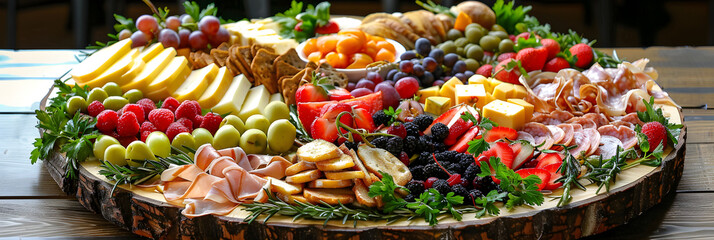 Vibrant Garden-inspired Charcuterie and Cheese Food Platter Display