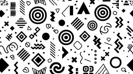 Seamless black and white geometric pattern. Hipster Memphis style