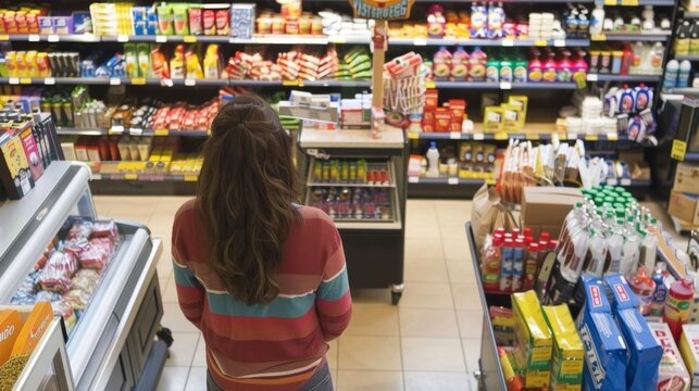 A customer stands at the checkout counter surrounded by a range of tempting impulse buys. The retail manager has strategically p these products near the register knowing they will .