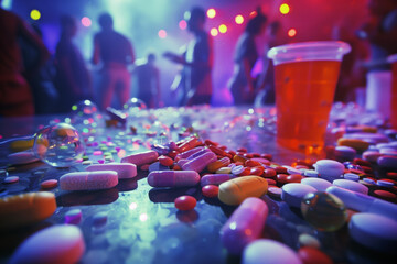 Party drugs and pills at a concert
