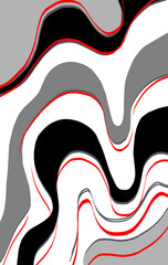 Red Black and White Abstract Wave Pattern