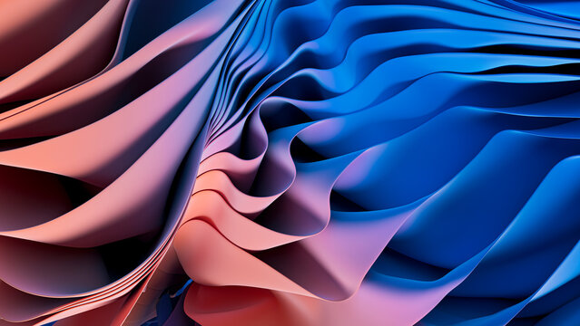3D render of an abstract blue and orange wavy cloth