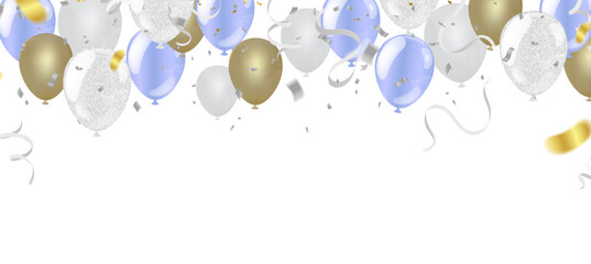 Party banner with blue balloons background. grand Opening Card luxury greeting rich