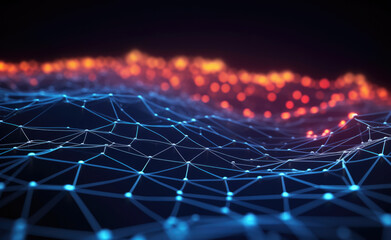 Digital abstract network connection of dots and lines technology background