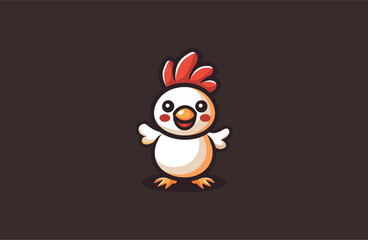 Fototapeta premium Cute Rooster Mascot Logo Style 