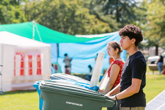Teen Volunteers with composting bins