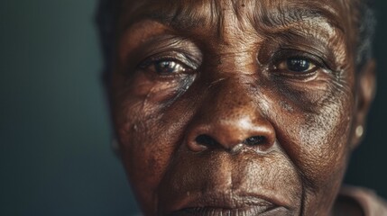 A portrait of a worn and weathered social worker the lines on their face telling the story of the hardships they have faced and overcome representing the resilience and perseverance .