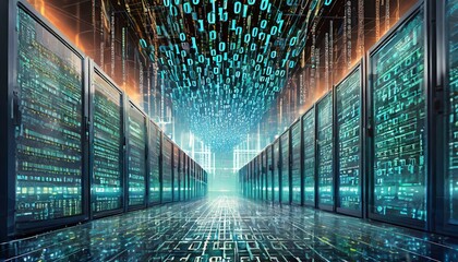Data center with a large amount of binary code created