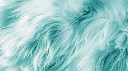 Abstract fur background, concept color of the year 2024 Mint Haze. - obrazy, fototapety, plakaty