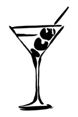 Martini cocktail png sticker, beverage illustration transparent background