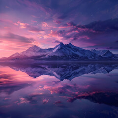 Fototapeta na wymiar Surreal Twilight: A Majestic Collision of Nature's Elements in Perfect Harmony