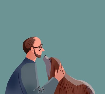 Man hugging a dog 