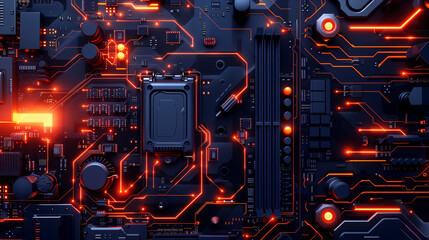 modern technology background glowing binary circuit lines in motherboard cyber tech wallpaper 
