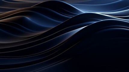 Dark geometric 3D waves in a minimalist ocean, - obrazy, fototapety, plakaty