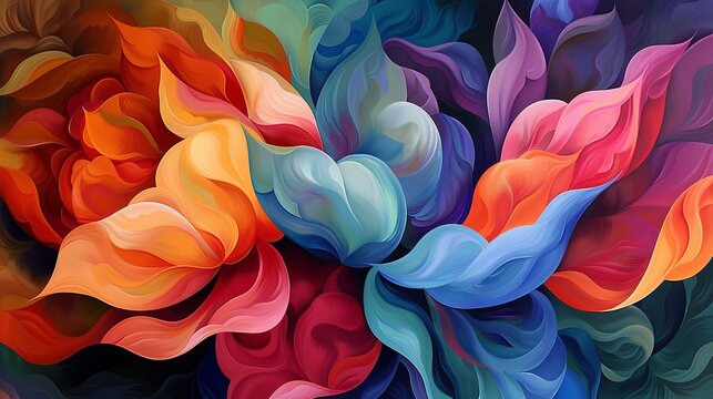 Colorful Flower Painting on Black Background