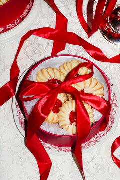 Gift cookies with a red ribbon