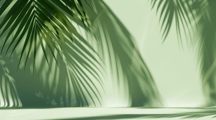Fototapeta na wymiar Modern 3D Render with Palm Leaf Shadow in Sunlit Ambiance