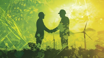 A graphic depicting a handshake between two silhouetted figures one representing a country exporting biofuels and the other representing a country importing them symbolizing the potential . - obrazy, fototapety, plakaty