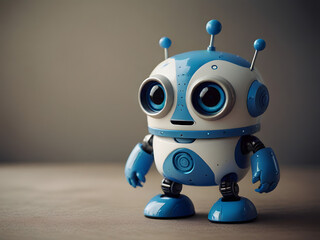  Adorable White Robot with Blue Accents, Standing Tall on Two Legs