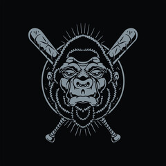 gorilla baseball illustration vector design © Doni pacoceng