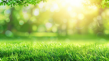 Fototapeta na wymiar Beautiful Blurred Nature Scene with Trimmed Lawn